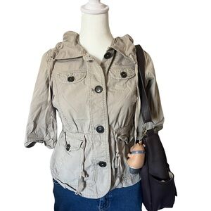 LOFT Khaki Utility Jacket with Hood